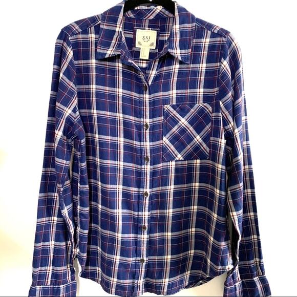 Forever 21 Country Plaid Flannel Button Down Shirt Cotton Medium - Picture 1 of 10